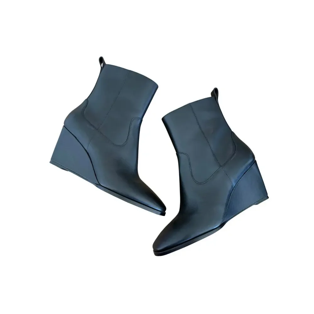 Coach Josephine Wedge Booties Women’s 8 Black Leather CW712 NWOT $278